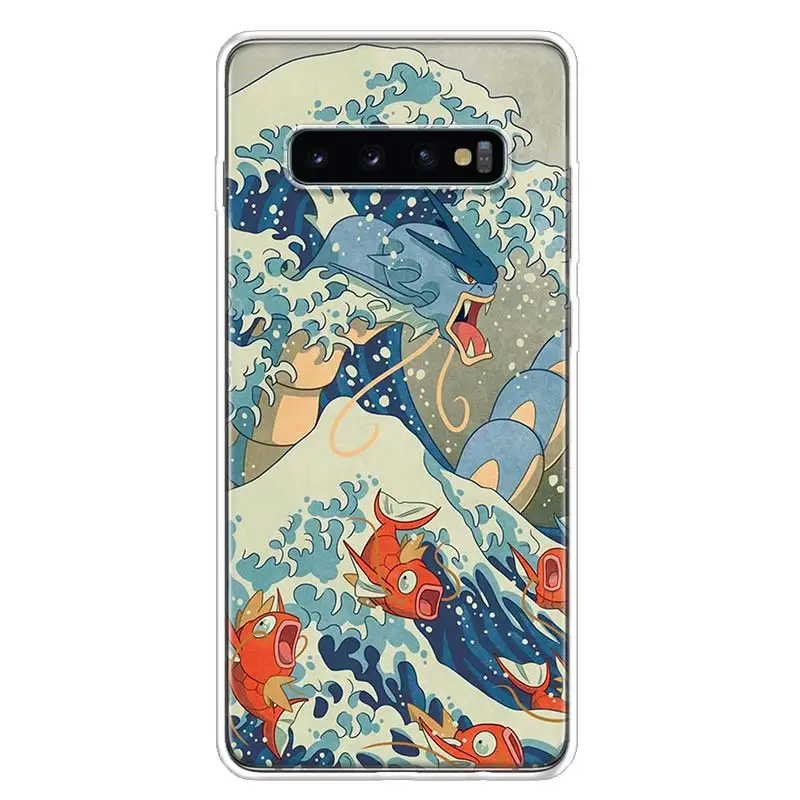 hot wave art japanese green illust phone case for samsung galaxy s20 fe s21 s22 ultra s10 lite s9 s8 plus s7 edge j4 art coque free global shipping