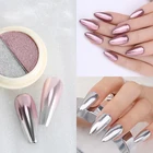 1 коробка с двойным Цвет Роуз Золотой Серебряный ноготь зеркальный порошок для УФ гель лак для ногтей гель для ногтей Полировка хромированные хлопья на ногтях, для художественного оформления ногтей, ручная работа