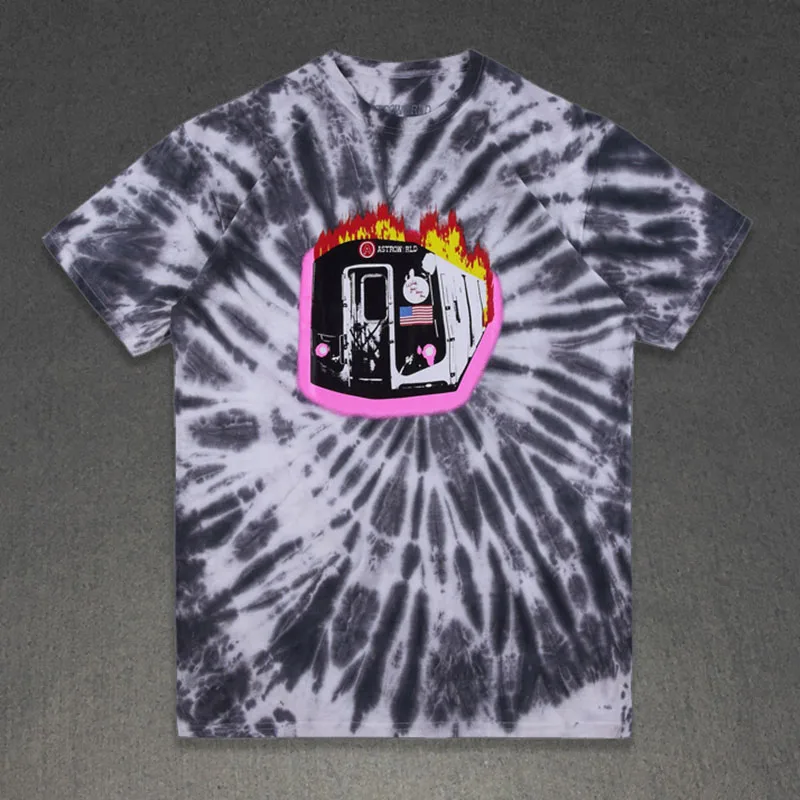 С изображением Трэвиса Скотта Astroworld Festival Run Tie футболка цветная T Мужская и женская 1:1 лучшее качество ASTROWORLD с изображением Трэвиса Скотта футболки - Цвет: 9