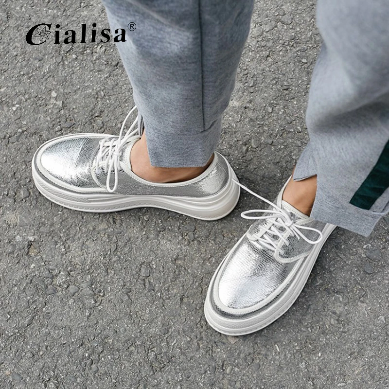 Jual Kanseet Wedges Sepatu Putih Sepatu Wanita Baru Platform Kulit Kasual Hak Tinggi Pompa Wanita Musim Semi Musim Gugur