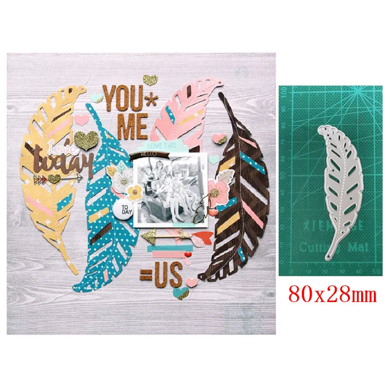 

Craft metal cutting dies cut die mold Leaf Feather Border Decoration Scrapbook paper craft knife mould blade punch stencils dies