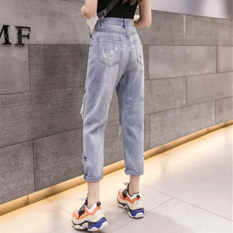 Женские джинсы с высокой талией рваные 2020 распродажа предметов одежды Широкие