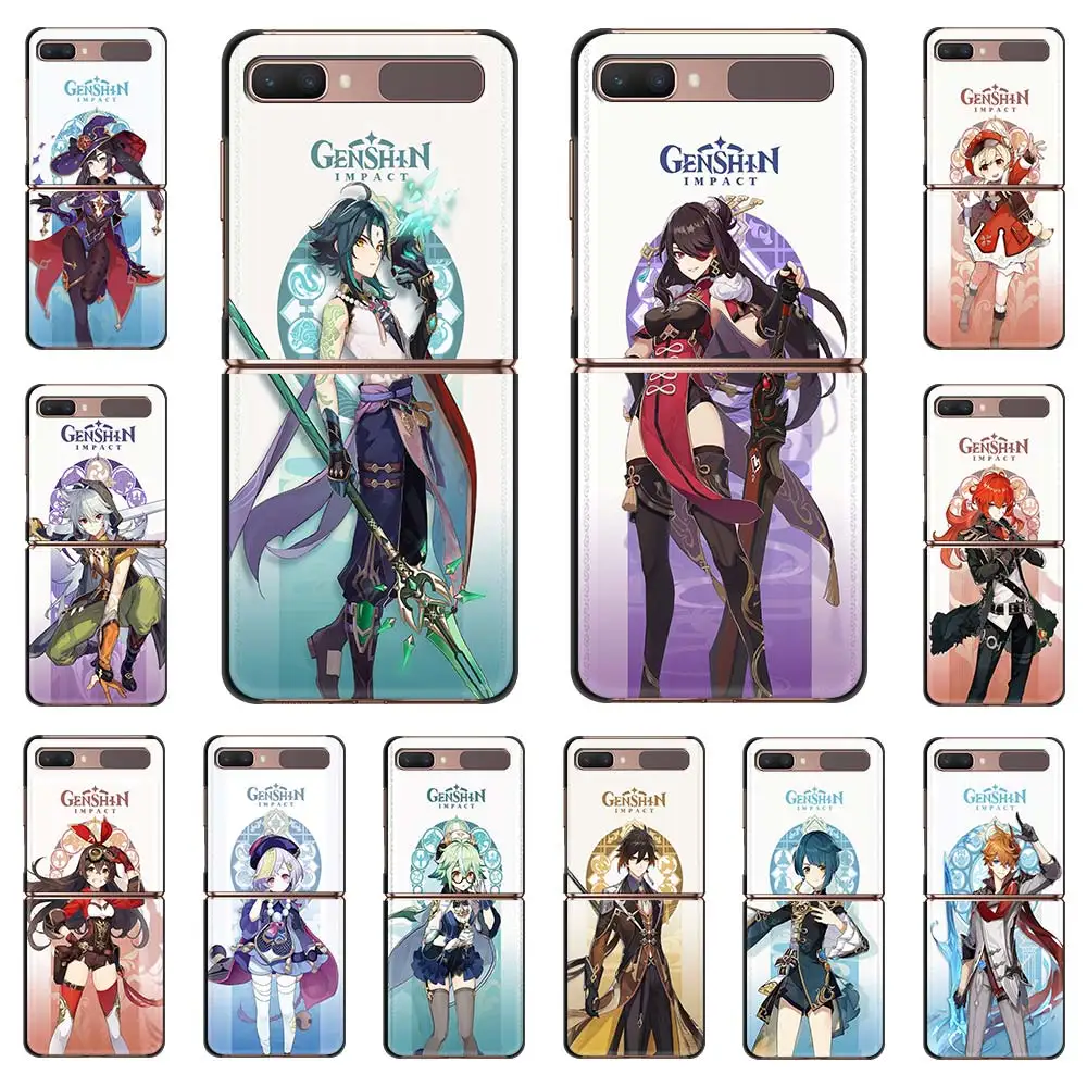 

Phone Case For Samsung Galaxy Z Flip Fold Hard PC Cover For Galaxy ZFlip 5G Mobile Bag Back Shell Hot Game Genshin Impact Girl