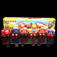 6pcs wooden magnetic connection model trains cartoon puppet blocks kids floor game educational baby daycare car wood toys