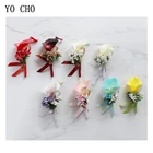 YO CHO искусственная Калла Лилия Цветок Корсаж и Бутоньерка Свадебный цветок петля для женщин брошь булавки PU Calla СВАДЕБНЫЙ корсаж