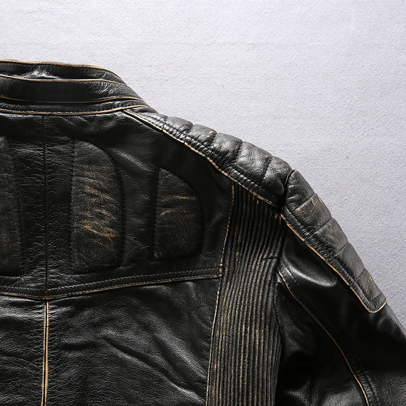 

Men's Genuine Leather Jacket Thick Cowhide Autumn Winter Motorcycle Coats Top Quality Jakcet 2021