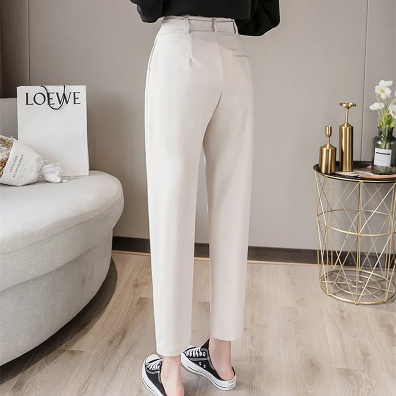 REALEFT новые 2020 OL Стильные повседневные Прямые брюки с поясом Женские рабочие