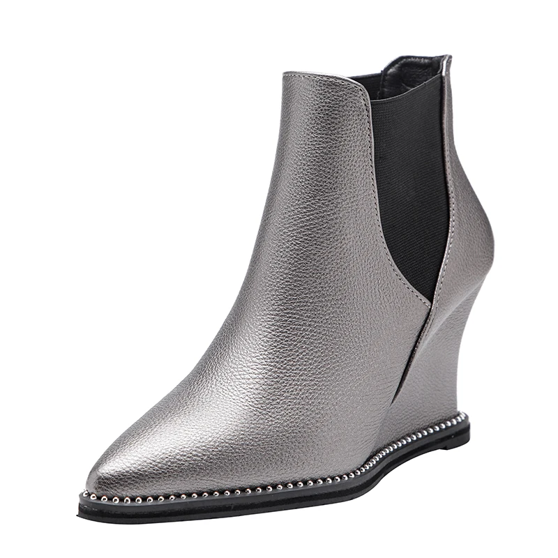 

2021 new style thick-soled slope with Martin boots women's pointed high-heeled short boots women shoes fashion Chelsea boots