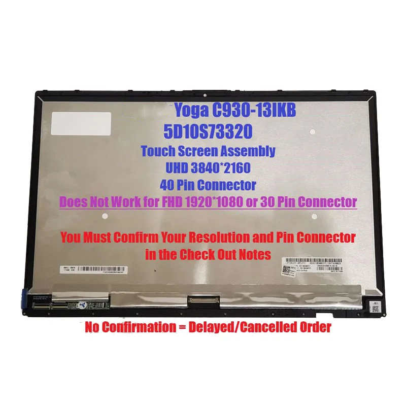

Touch Screen Assembly For Lenovo Yoga C930-13IKB 5D10S73320 13.9" 4k UHD