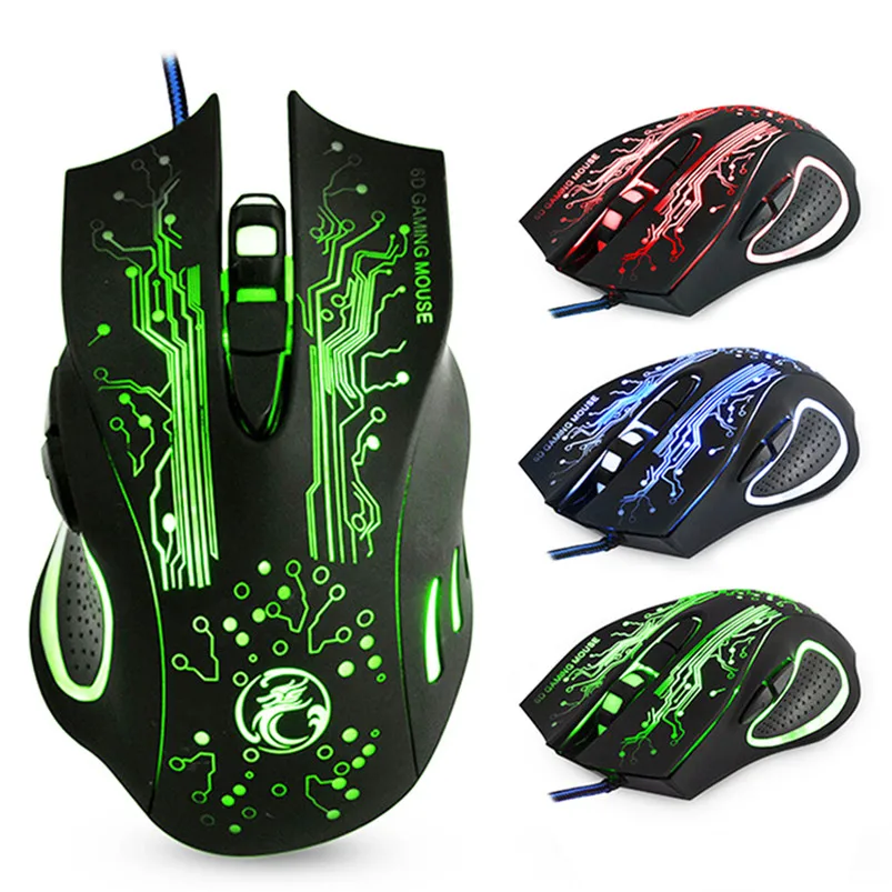 Игровая мышь эргономичная геймерская бесшумная проводная оптическая USB с