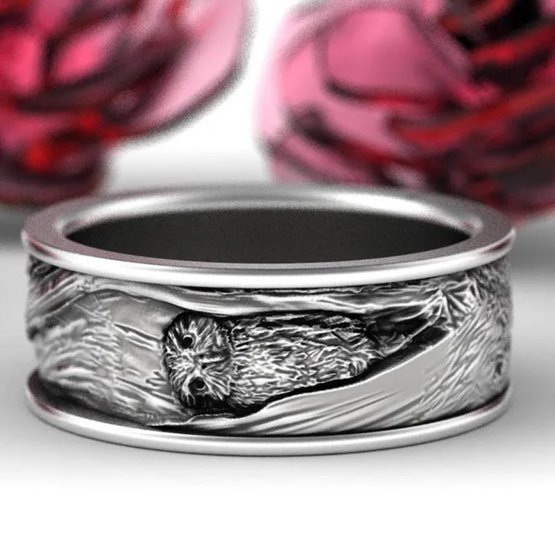 Новое кольцо в виде совы панк серебряный цвет голова волка мужские вечерние