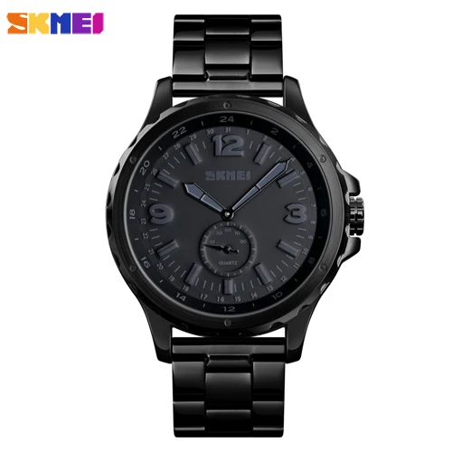 Black watch SKMEI модные Для мужчин кварцевые часы класса люкс Сталь ремень Повседневное мужских часов Бизнес Водонепроницаемый наручных часов Relogio Masculino - Цвет: Black watch