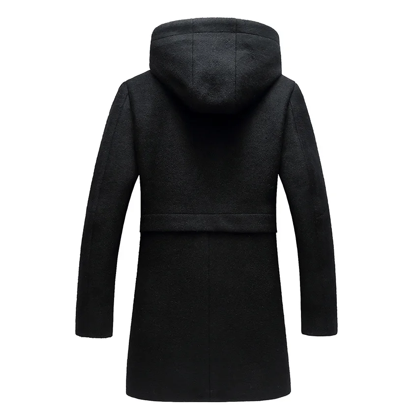 Брендовая мужская зимняя повседневная с капюшоном шляпа шерстяное пальто