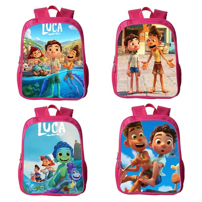 

14Inch Luca Students School Bag Disney Anime Backpack Boys Girls Cartoon Rucksack Teenagers Knapsack Luca Travel Bag Pink