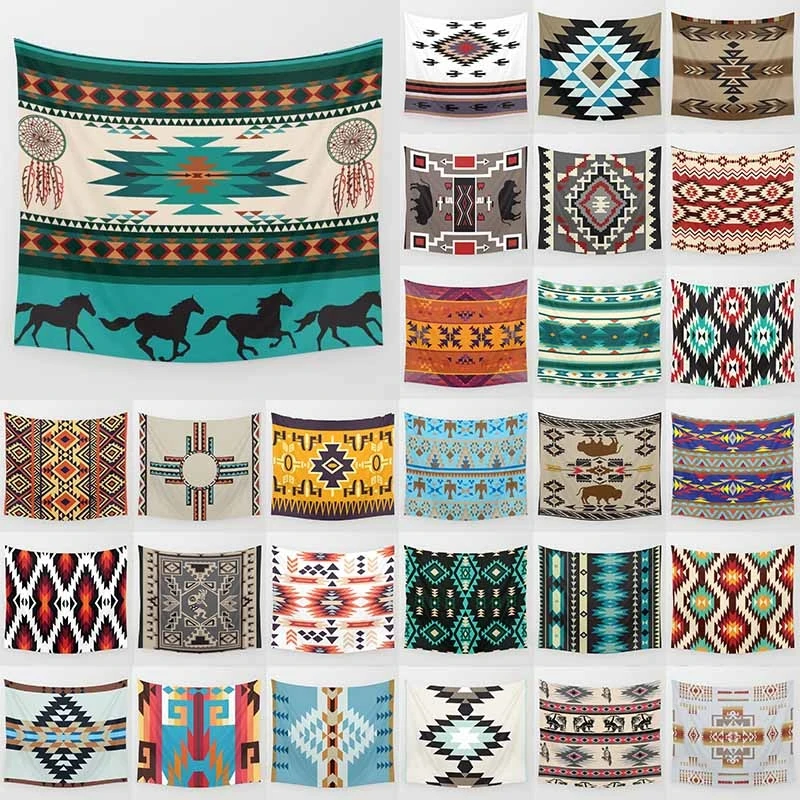 

Декоративное покрывало Navajo треугольные с бахромой в стиле ретро