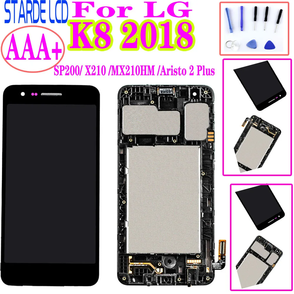 

LCD Display For LG K8 2018 SP200 X210 Aristo 2 Plus Touch Screen Digitizer Assembly with Frame Replacements Black No/With Frame