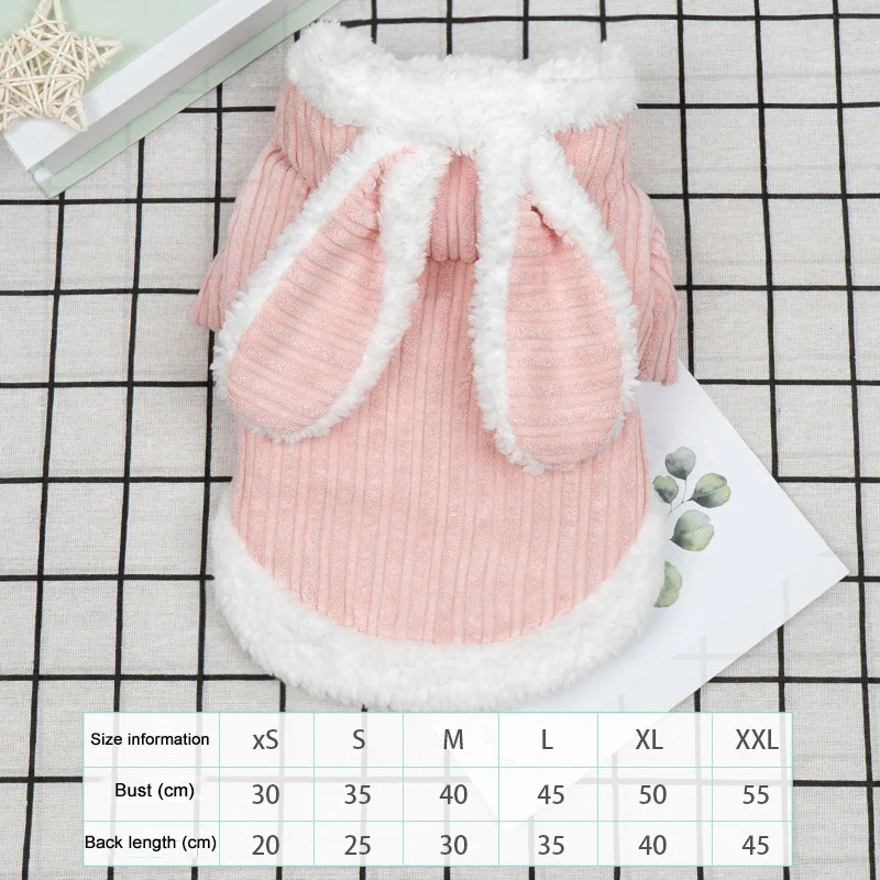 Winter Cat Clothes Warm Fleece Rabbit Ears Hooded Jacket Pet Clothing For Small Dogs Cats Puppy Teddy Chihuahua Coat Funny | Дом и сад