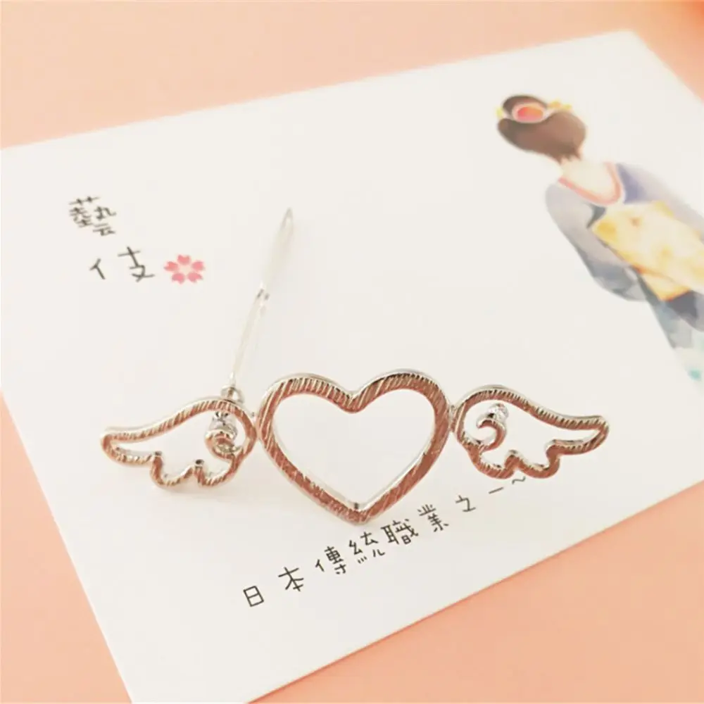 Металлическая Заколка пряжка с крылышками и сердечками для девушек боковые