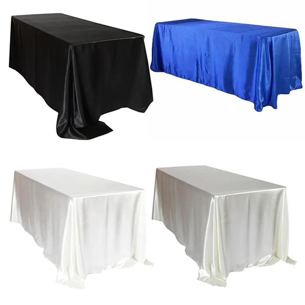 

1PC 145*320cm Satin Long Tablecloth Solid Color Wedding Birthday Party Table Cover Rectangle Desk Cloth Decoration Wipe Covers