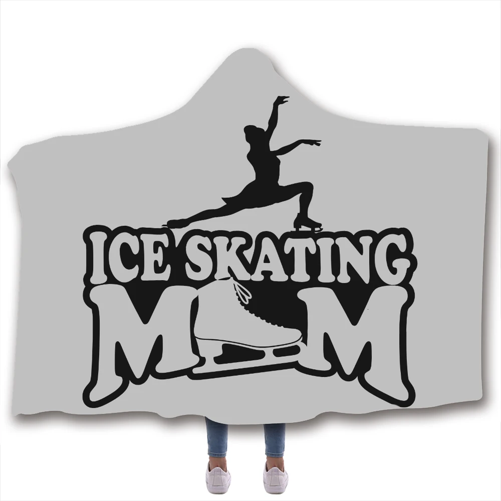 Плед с капюшоном для мам, занимающихся скейтбордингом, Dropshipping Skating Mom Hoodie Blanket Coral Fleece Hooded Winter Warm Travel Airplane Sofa Throw Adult Kids on.