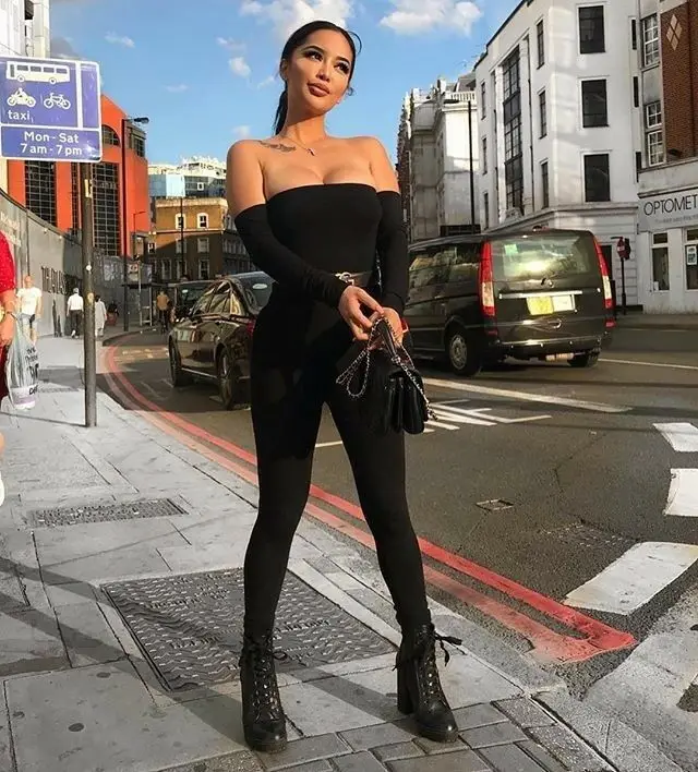 

Women Off Shoulder Bodycon Long Sleeve Clubwear Playsuit Jumpsuits Rompers Skinny Sexy Jumpsuits Female Black Trousers