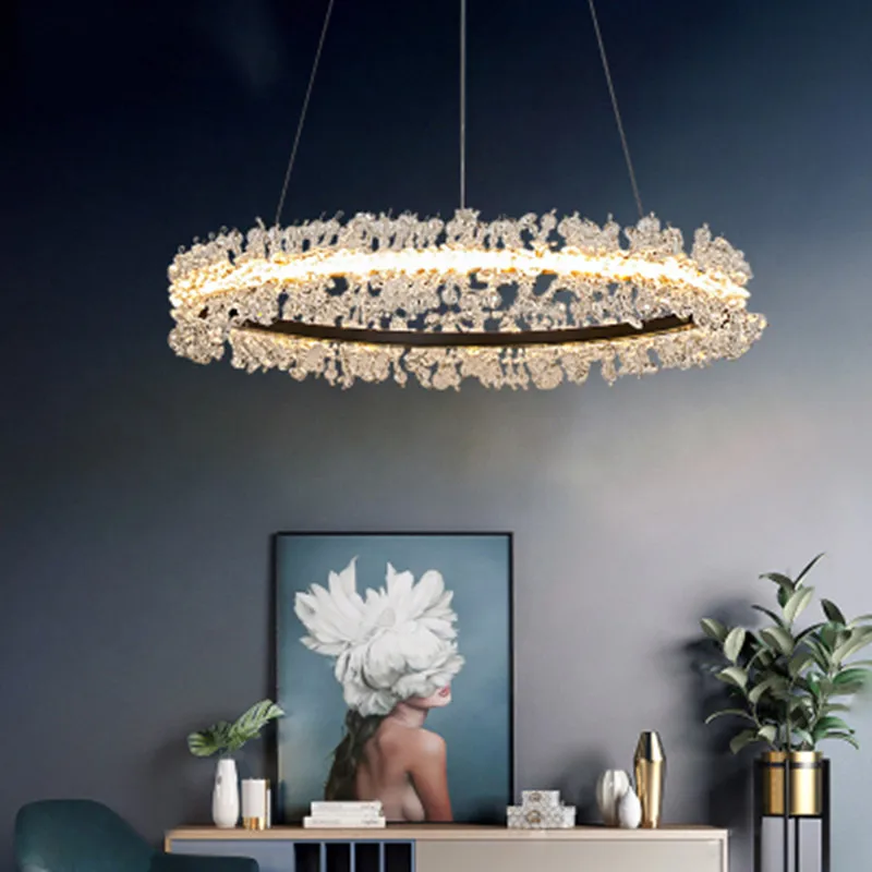 

Postmodern LED pendant lights Nordic Crystal hanging lamp home deco luxury suspension luminaire for living room hotel lobby