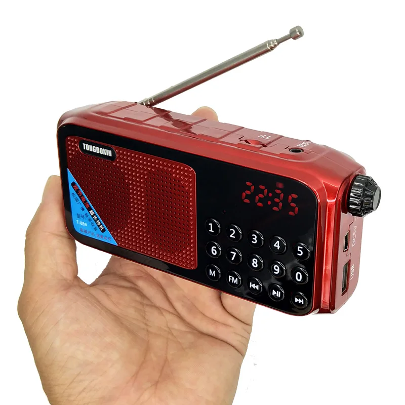 

Digital FM Radio Wide Frequency Range Receiver Clock TF USB Music Player Speaker Support 2 18650 Battery