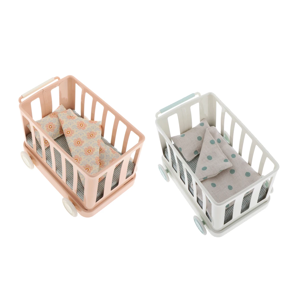 

Dollhouse Loving Antique 1/6 Dolls Pushchair Nursery Bed Pretend Play House