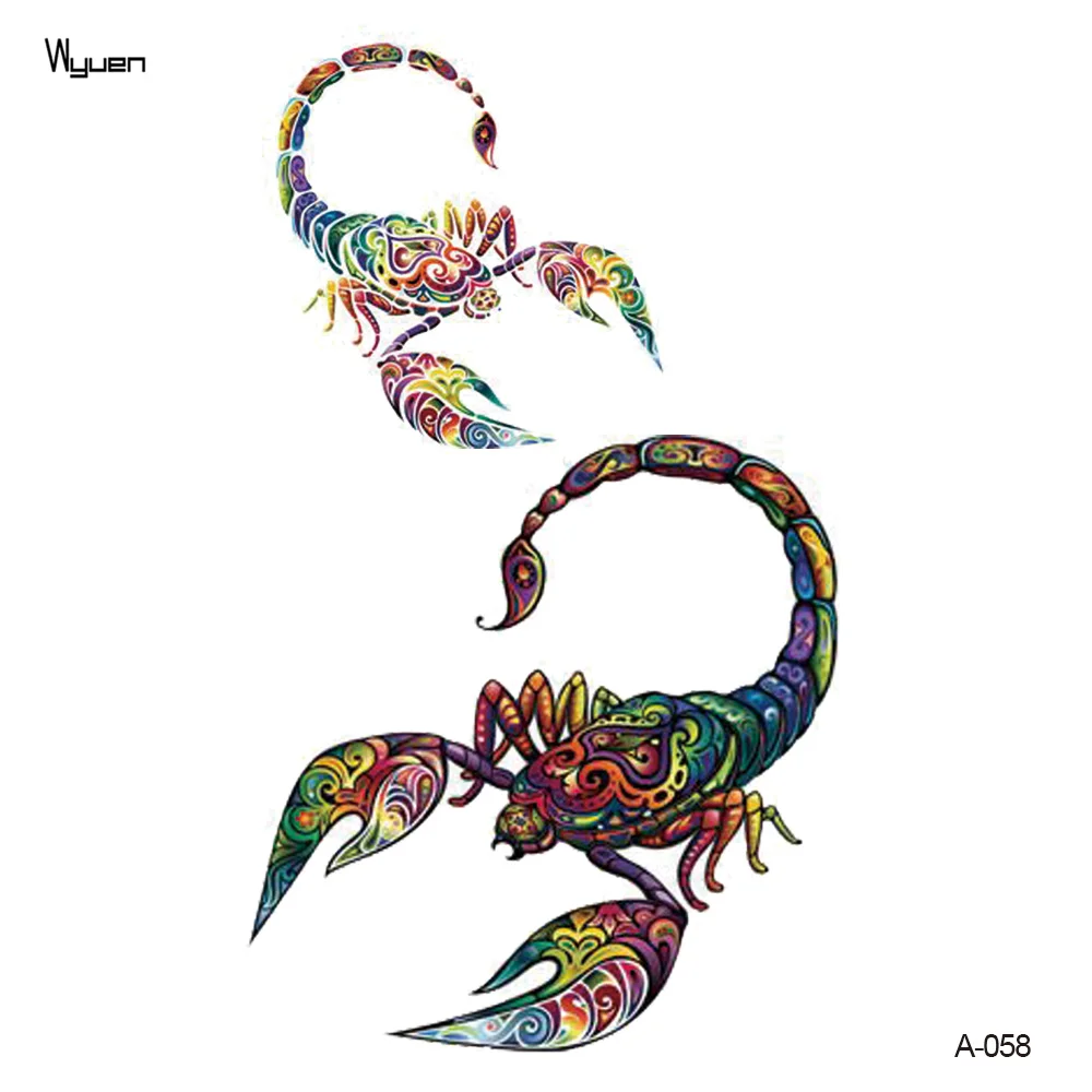 Wyuen 2017New Design Scorpion Temporary Tattoo for Adults Waterproof Tatoo Sticker Body Art A-058 Fake Man Woman | Красота и здоровье