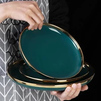 nordic ceramic dishes set in phnom penh combined household tableware simple flat dish dish dish deep dish ins gold plate