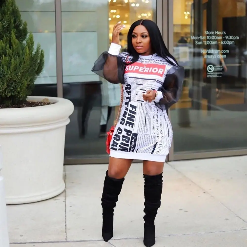 Новое поступление 2019 летняя пикантная Женская одежда с принтом газет VAZN длинный