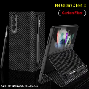 for samsung z fold 3 case with s pen slot holder flip cover for samsung galaxy fold 3 case with s pen holder stand leather funda free global shipping