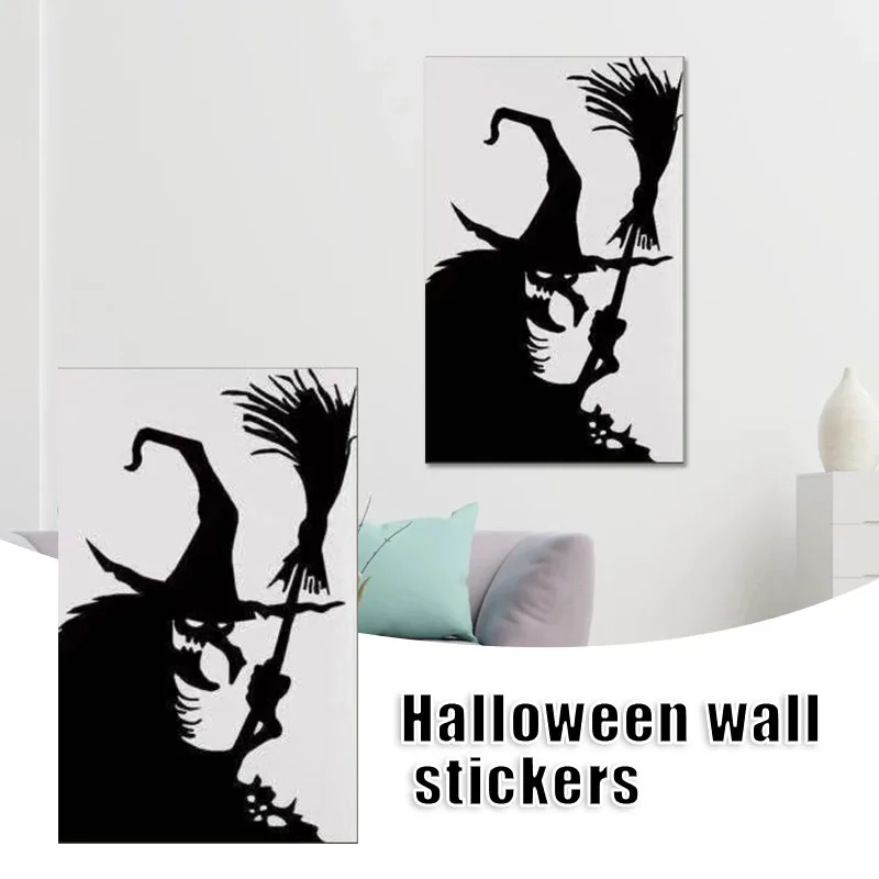 

2021 Halloween Window Decoration Black Static Stickers Reusable Removable Window Sticker for Halloween Party Decoration