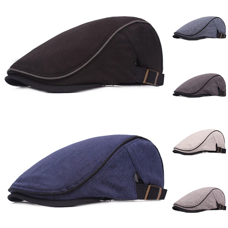 

Adjustable Retro Caps Womens Mens Herringbone Solid Flat Berets Cap Hat Spring Summer Outdoor Sun Breathable Bone Brim Hats