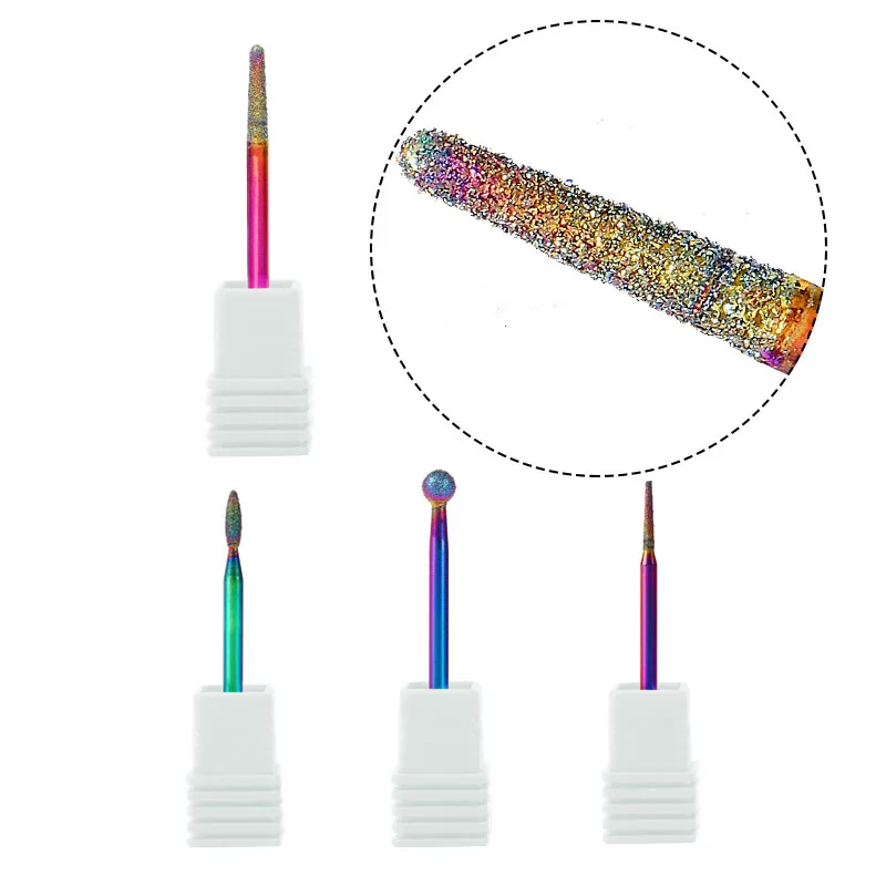 1 шт. радужные алмазные фрезы для ногтей сверла с радужным покрытием