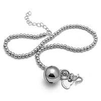 fashion 925 silver bells anklets women simple round bead chain lovely round ball anklets lady female charm jewelry 27cm