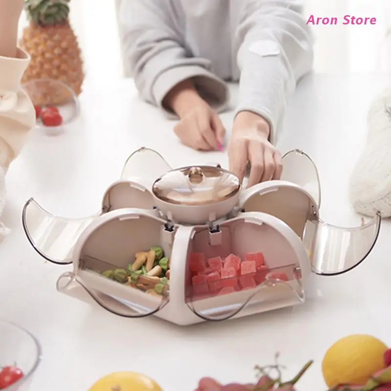 Living Room Fruit Tray Transparent Press Type Snack Compartment Storage Box | Дом и сад