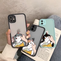 cute pinched face animal orange cat phone case for iphone 7 8 plus 11 12 13 pro max se 2020 x xr xs max hard back cover funda