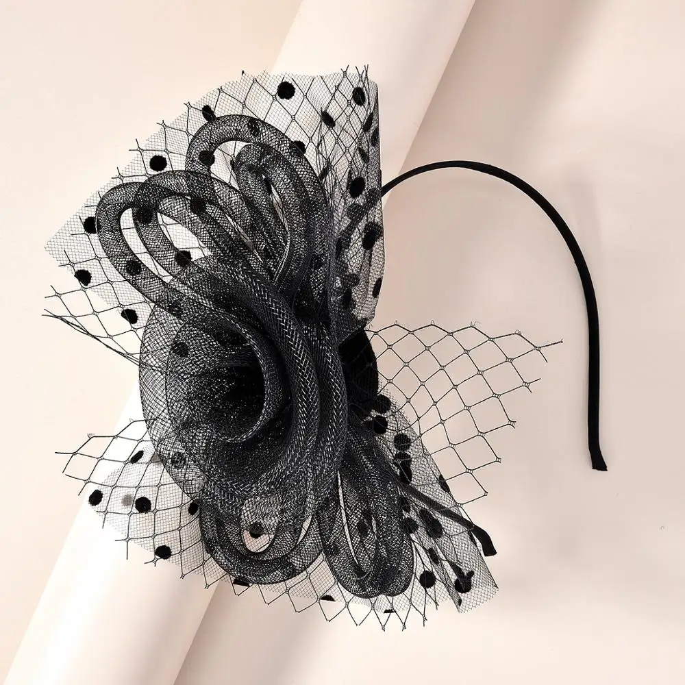 

Mesh Yarn Flower Ribbon Bow Fedoras Hairband Fascinator Hair Hoop Wedding Party Fascinat Headband Hair Accessories for Women