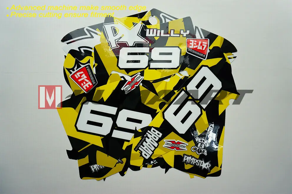 HUMAART MX Graphics PVC Виниловые наклейки Полный комплект обмотки для YZF250 YZ250F YZF 250 2010 2011 2012