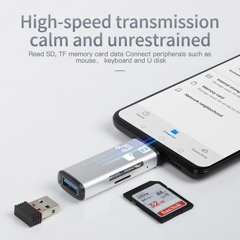 KUULAA Type C USB 3 0 алюминиевый OTG телефон Мульти устройство для чтения карт памяти