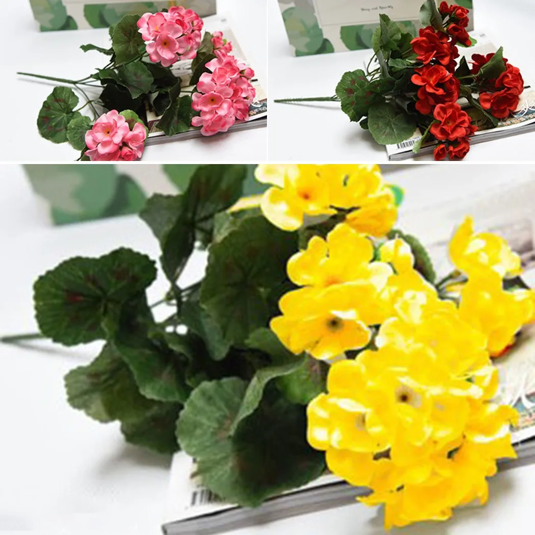 

Artificial Geranium Red Pink Flowers Plant Artificial Flower Silk Fake Hydrangea Begonia Flower Home Wedding New YearDecoration