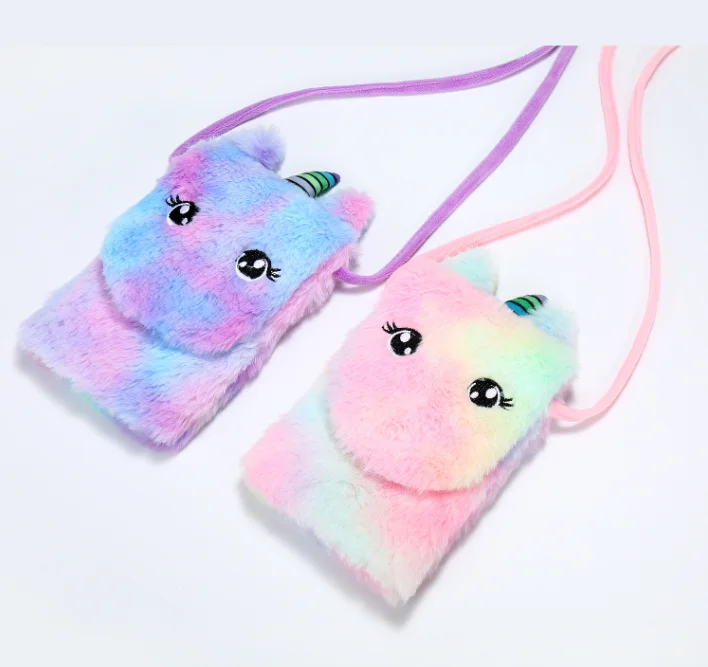 Зимняя новая мультяшная плюшевая сумка через плечо Детский плюшевый кошелек для