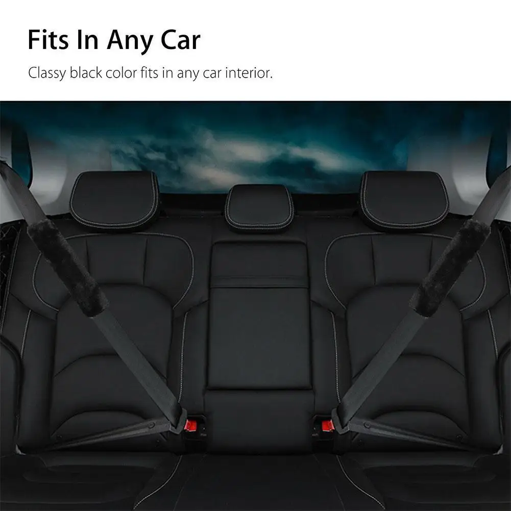 

Car Sheepskin Seatbelt Protector Cotton Seat Belt Soft Backpack Straps Decorative Fur Interior Shoulder Covers Car D4U5