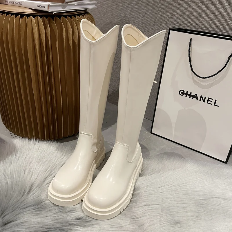 

2022 Winter Ladies High Boots Ladies Designer Boots Round Toe Zipper Women's Knee-length Knight Boots Thick-soled Casual Boots