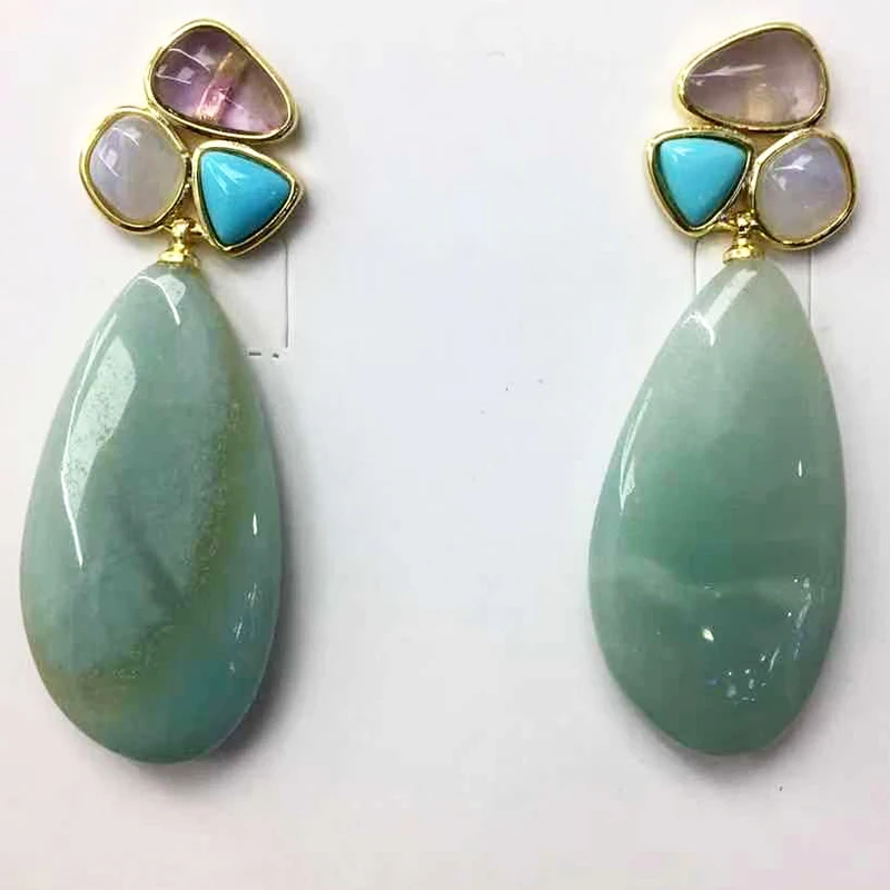 

AKAC Natural amazonite earrings send randomly approx50mm