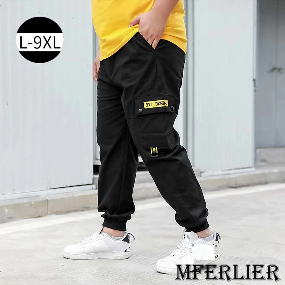 

summer spring men cargo pants safari style plus size 8XL 9XL letter pockets skateboard high street korea style pants elasticity