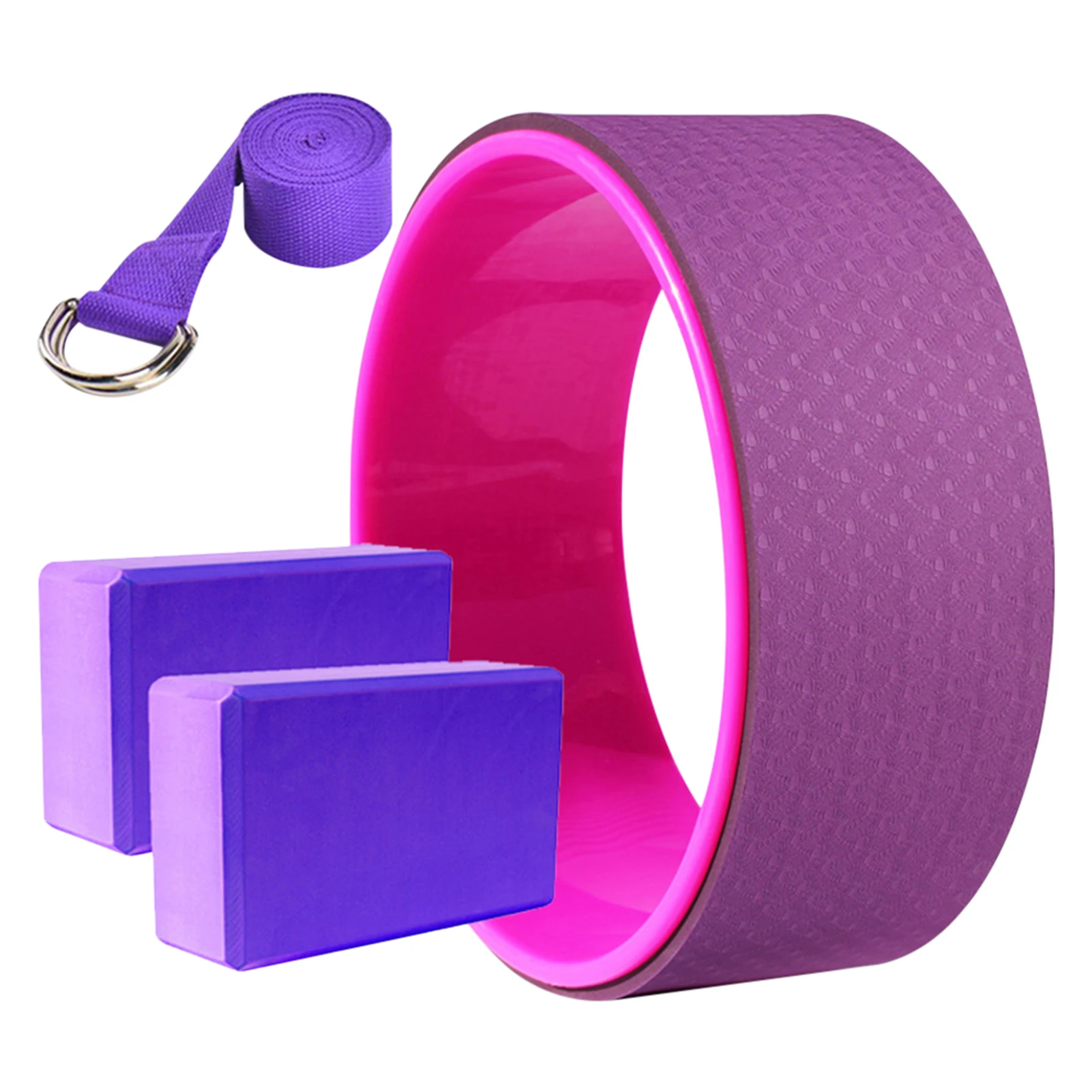 

4pcs/set Pilates Backbends Back Training Tools Yoga Wheel Exercise Stretch Band Bodybuilding Blocks Ring Gym Workout Anti Slip