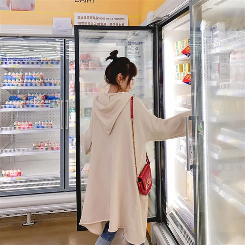 2019 женский свитер с капюшоном осенний и зимний однотонный вязаный кардиган