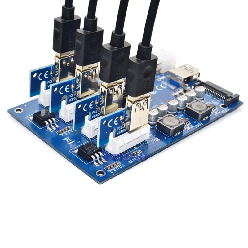 

PCI-E X1 to 4PCI-E X16 Expansion Kit 1 to 4 Port PCI Express Switch Multiplier SATA Extension Cable for BTC Miner Mining